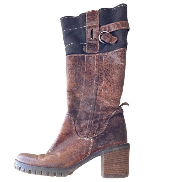 Manas Shoes - Manas Design Womens 8 Tall Brown Leather Sherpa Lined Heeled Boot